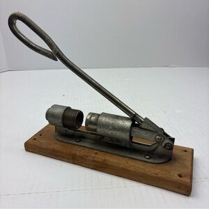Reed's Rocket Nut Shell Cracker Manual Handle Metal Wood Base Made in USA